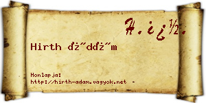 Hirth Ádám névjegykártya